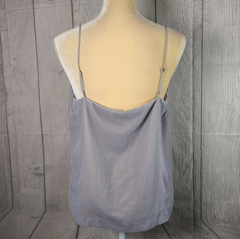 J. Crew Velvet Going Out Top Metallic Silver Size 10 - Picture 5 of 8